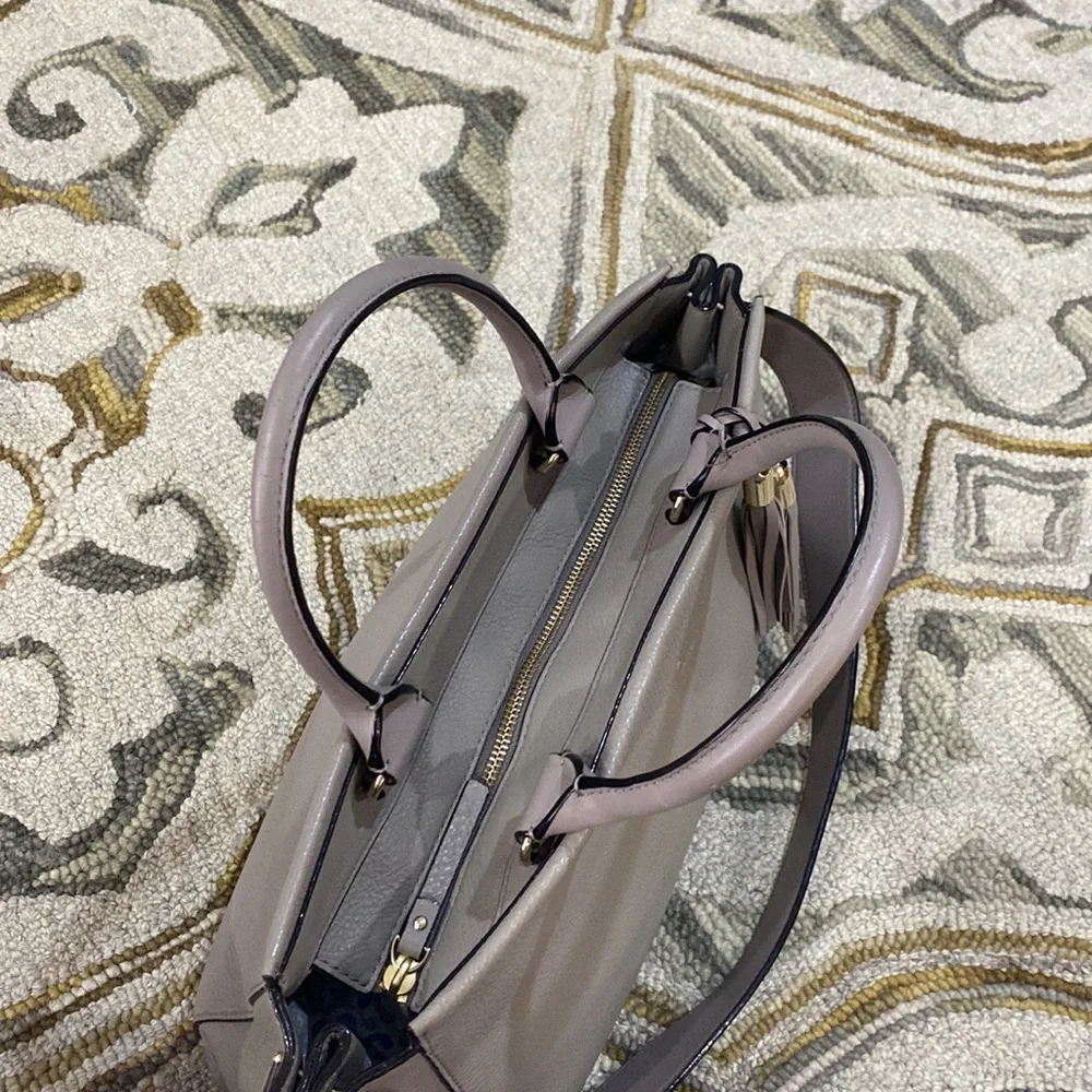 ♠️ Kate spade beautiful gray leather large top handle satchel shoulder bag ♠️